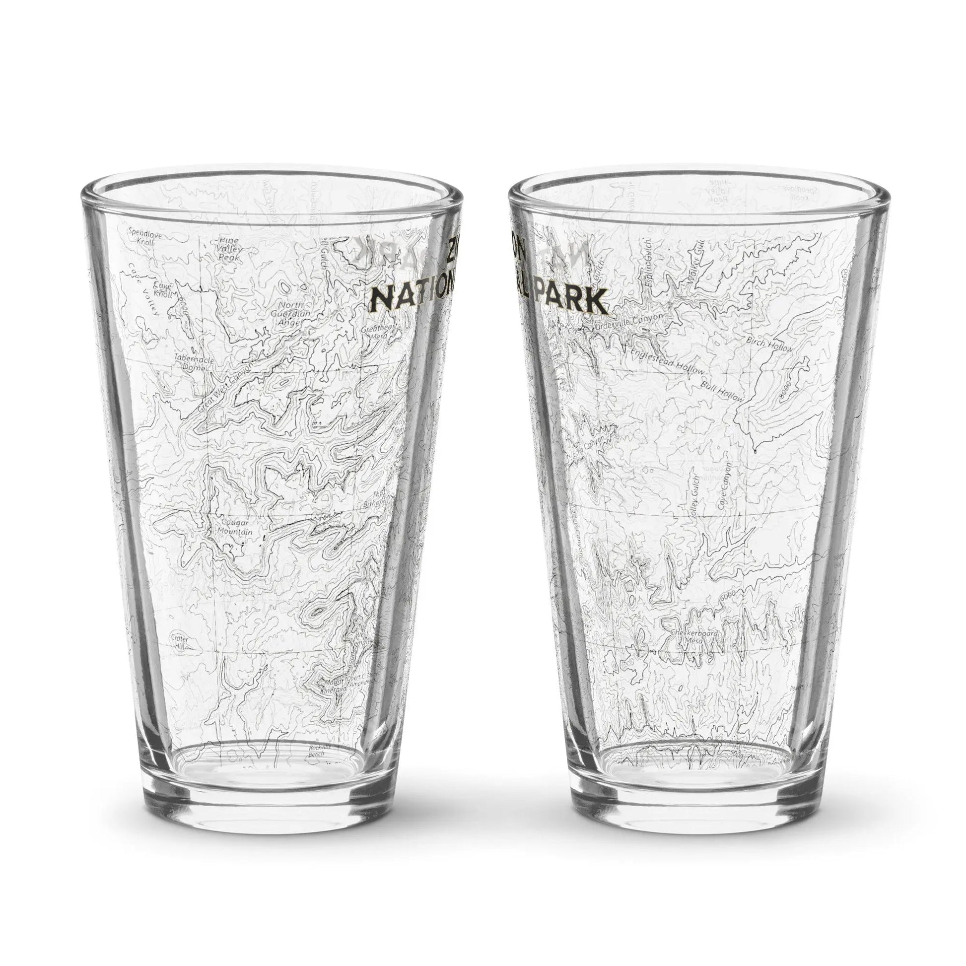 Zion National Park Topographic Pint Glass 16oz - Parks Apparelpint glass