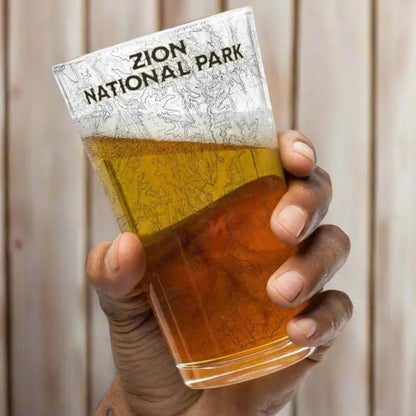 Zion National Park Topographic Pint Glass 16oz - Parks Apparelpint glass