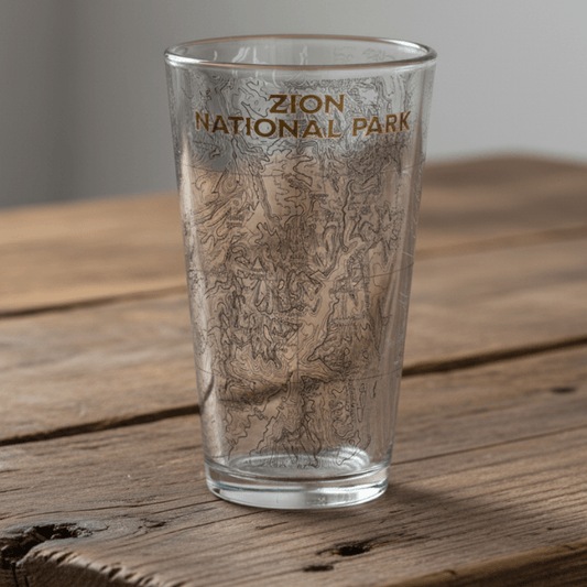 Zion National Park Topographic Pint Glass 16oz - Parks Apparelpint glass