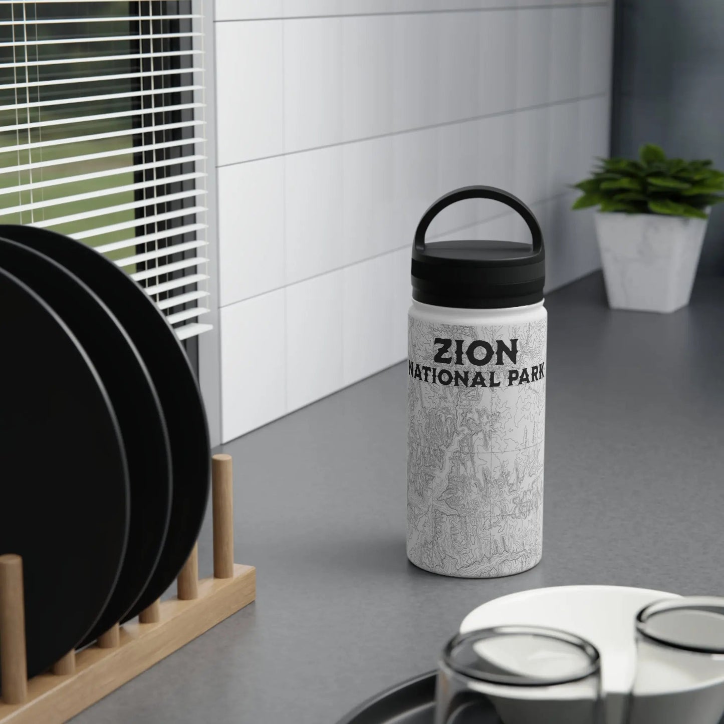 Zion National Park Topographic Water Bottle (12oz, 18oz, 32oz) - Parks Apparelwater bottle