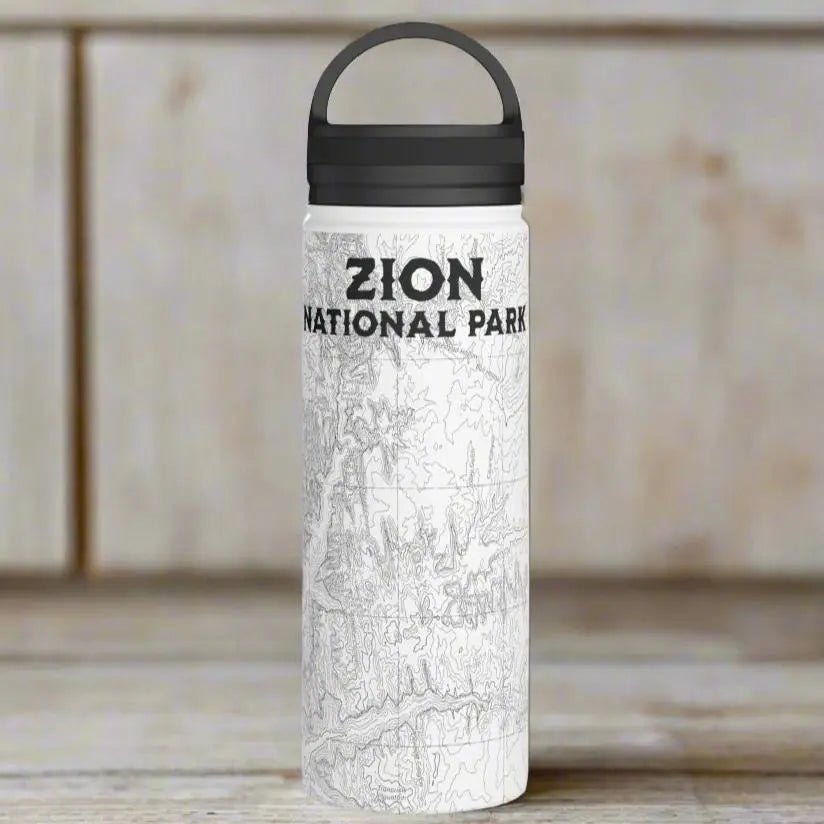Zion National Park Topographic Water Bottle (12oz, 18oz, 32oz) - Parks Apparelwater bottle