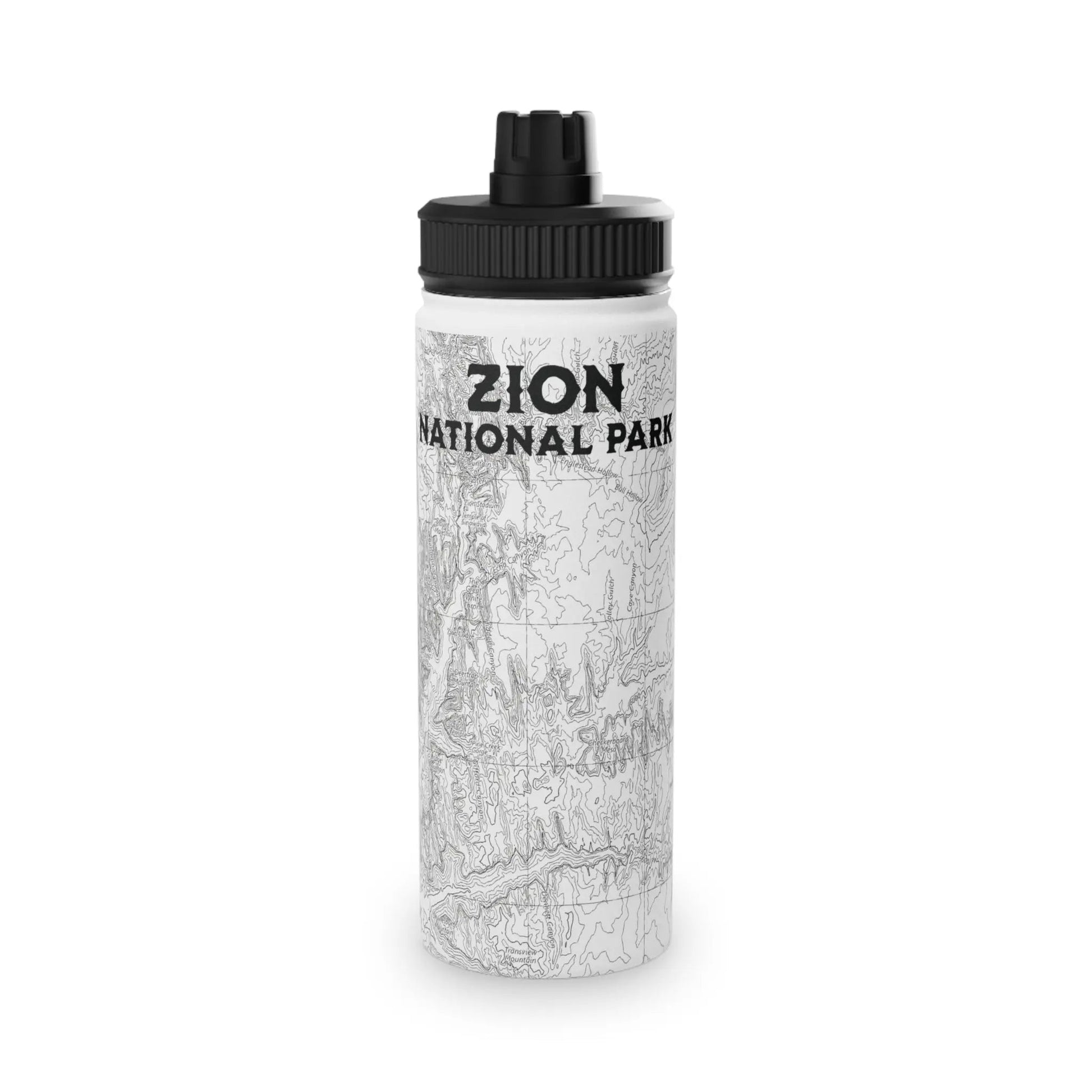 Zion National Park Topographic Water Bottle (12oz, 18oz, 32oz) - Parks Apparelwater bottle