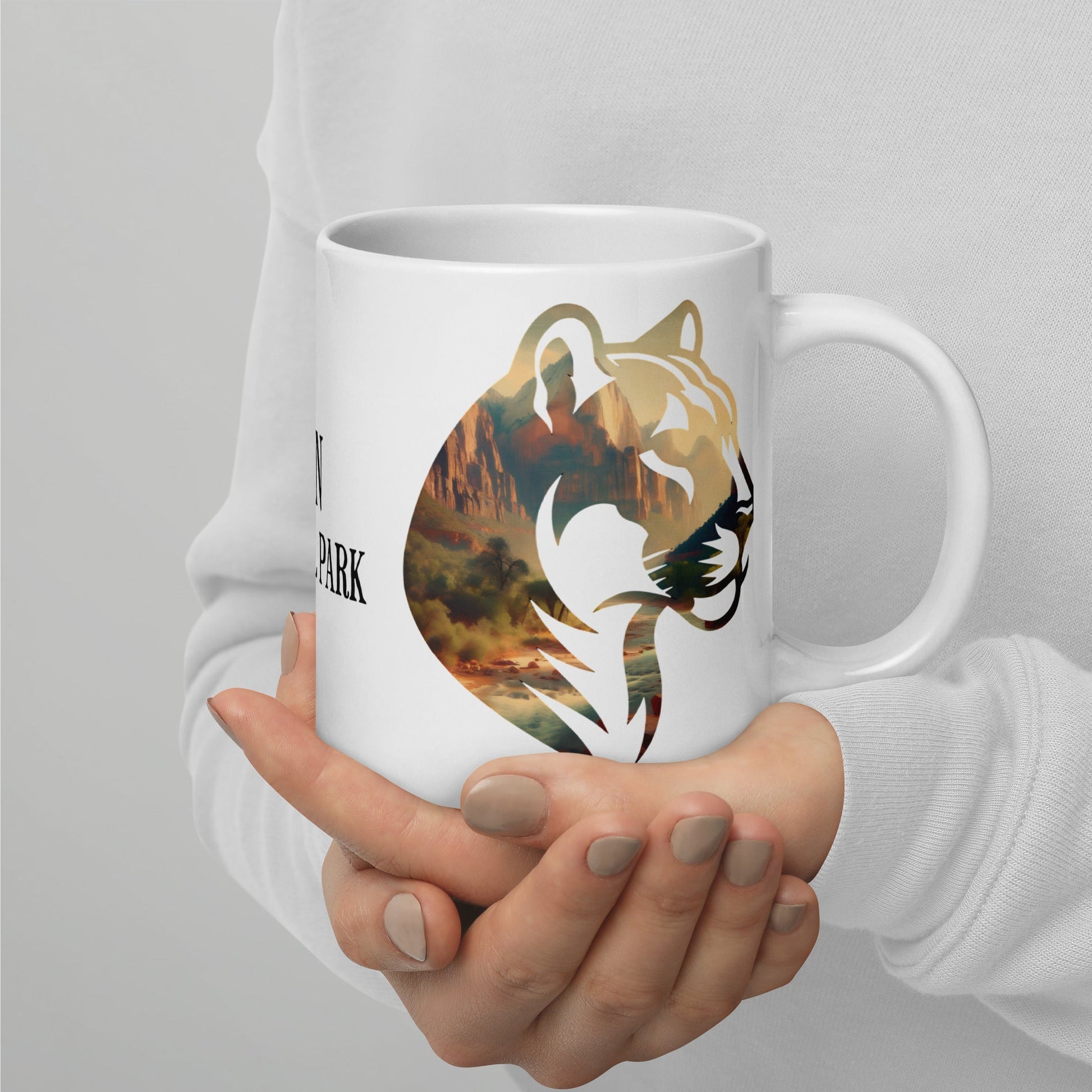 Zion Park mountain lion mug alternate product angle