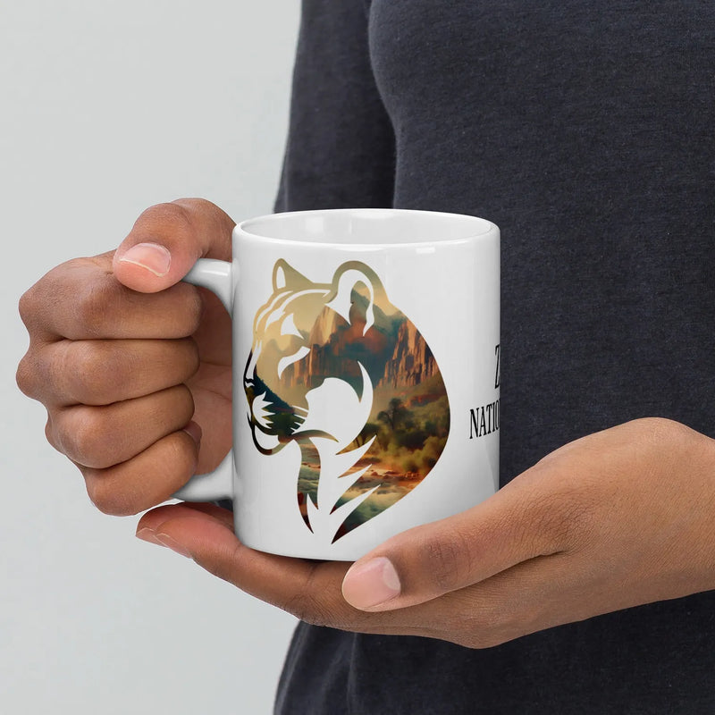 Zion Park mountain lion mug design detail or product variation